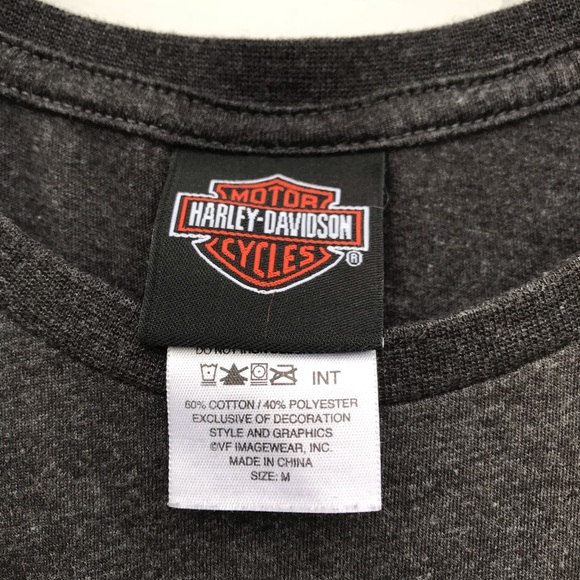 Harley Davidson Dark Grey Embroidered Logo Tee - Picture 6 of 6